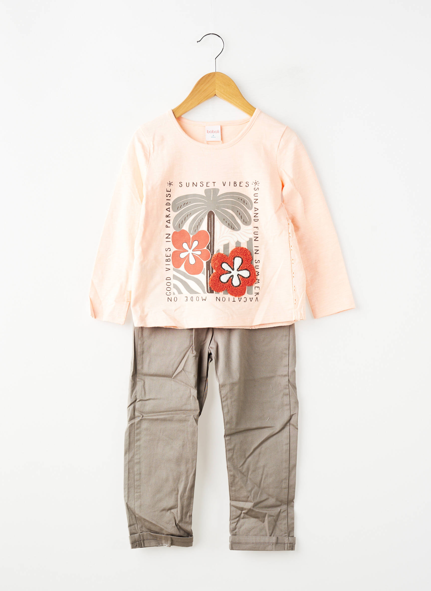 Ensemble pantalon coupe droite rose BOBOLI fille