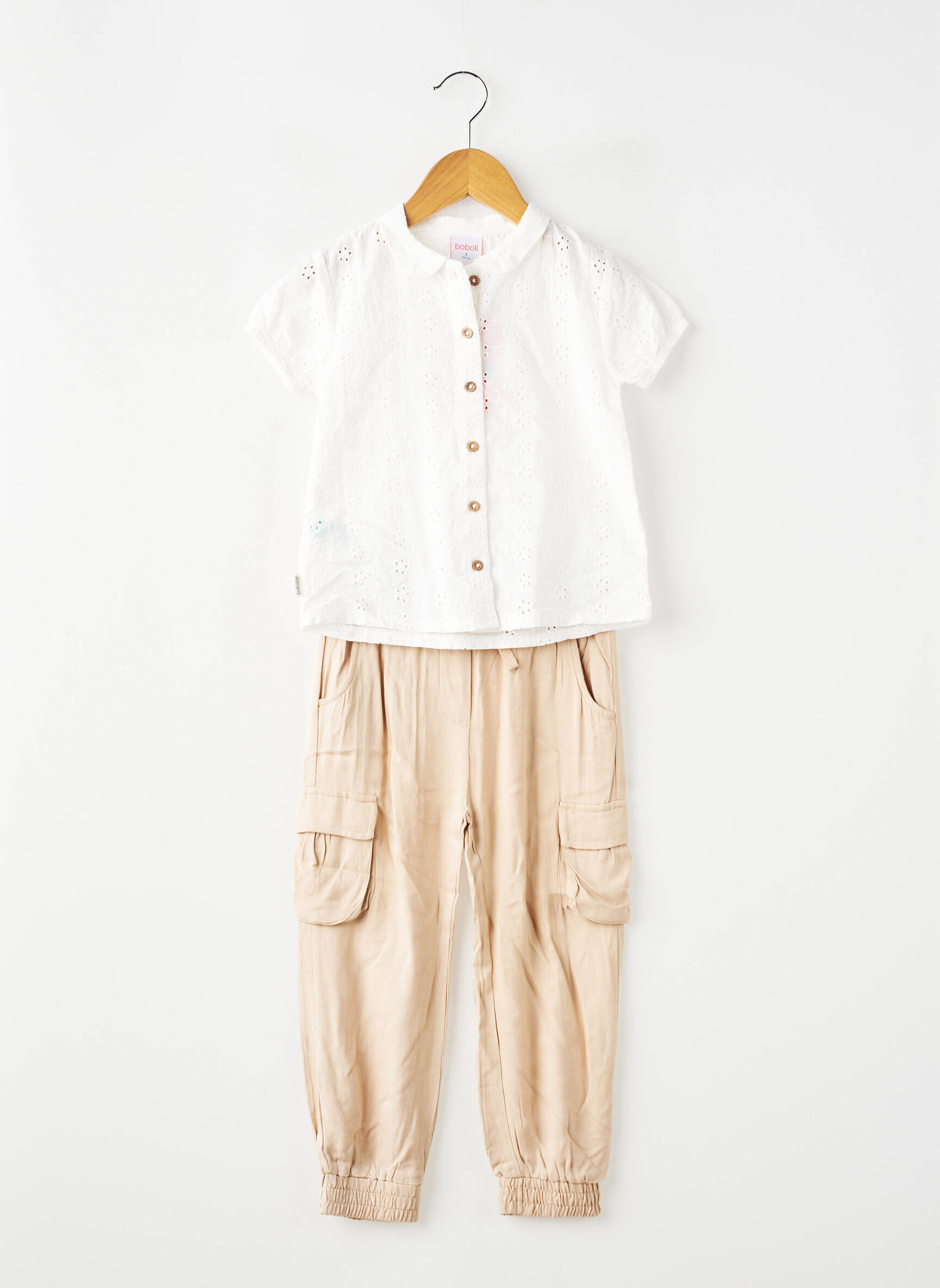 Ensemble pantalon coupe droite blanc BOBOLI fille