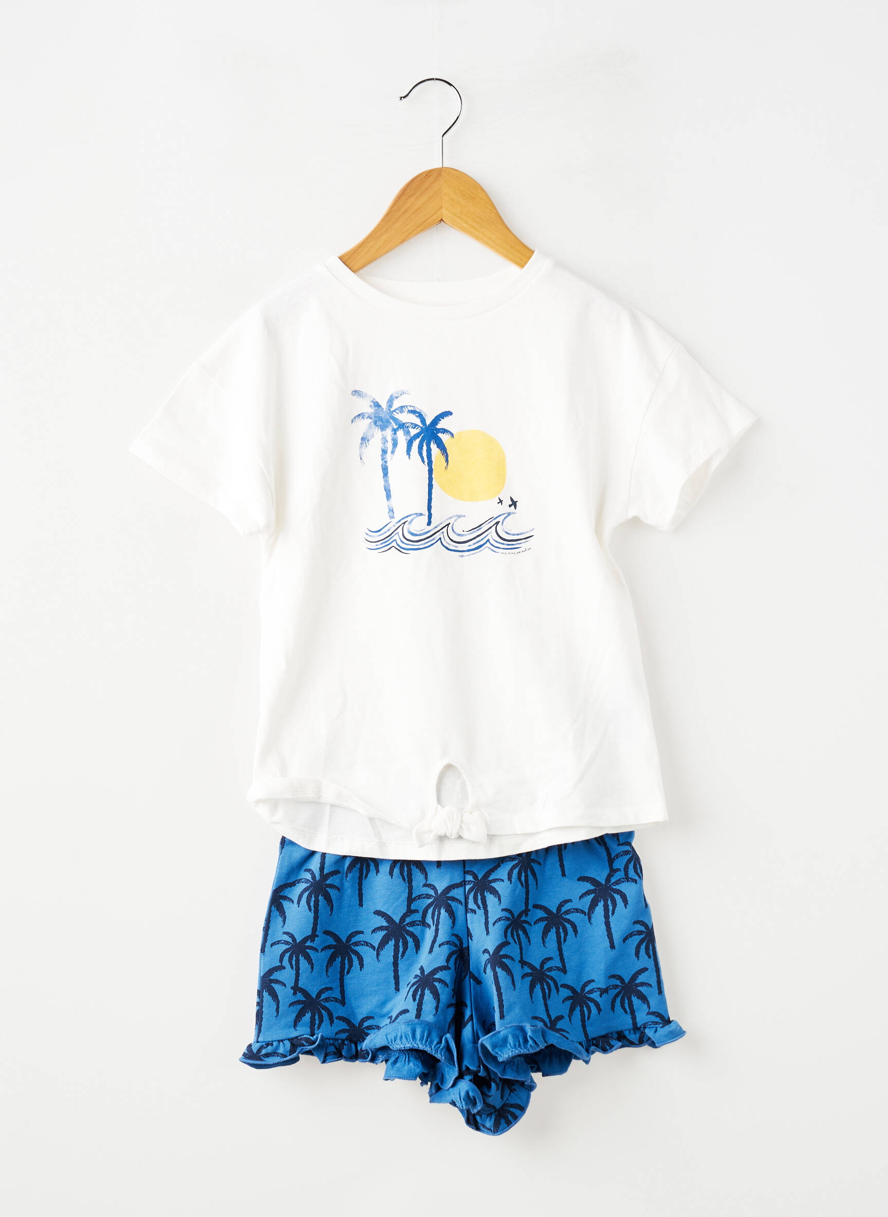 Ensemble short coupe droite bleu ZY fille