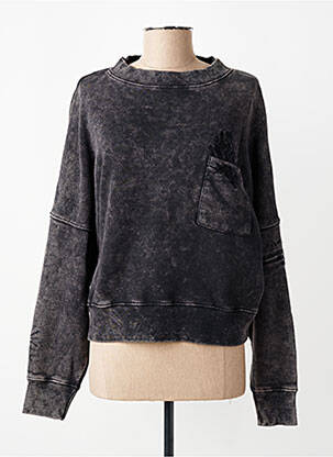 Sweat-shirt broderie manches longues gris ROSE GARDEN femme
