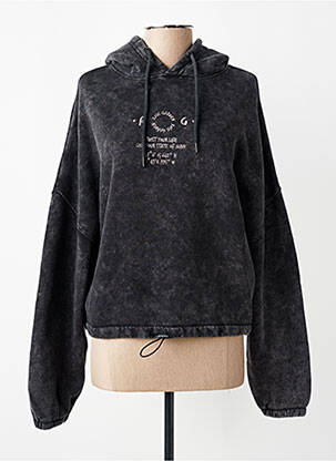 Sweat-shirt à capuche broderie manches longues gris ROSE GARDEN femme