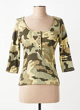 T-shirt manches 3/4 manches 3/4 vert ROSE GARDEN femme