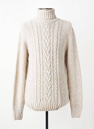 Pull col roulé coupe cintrée manches longues beige DAYTONA homme