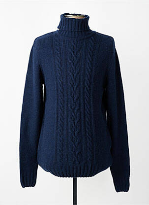 Pull col roulé coupe cintrée manches longues bleu DAYTONA homme