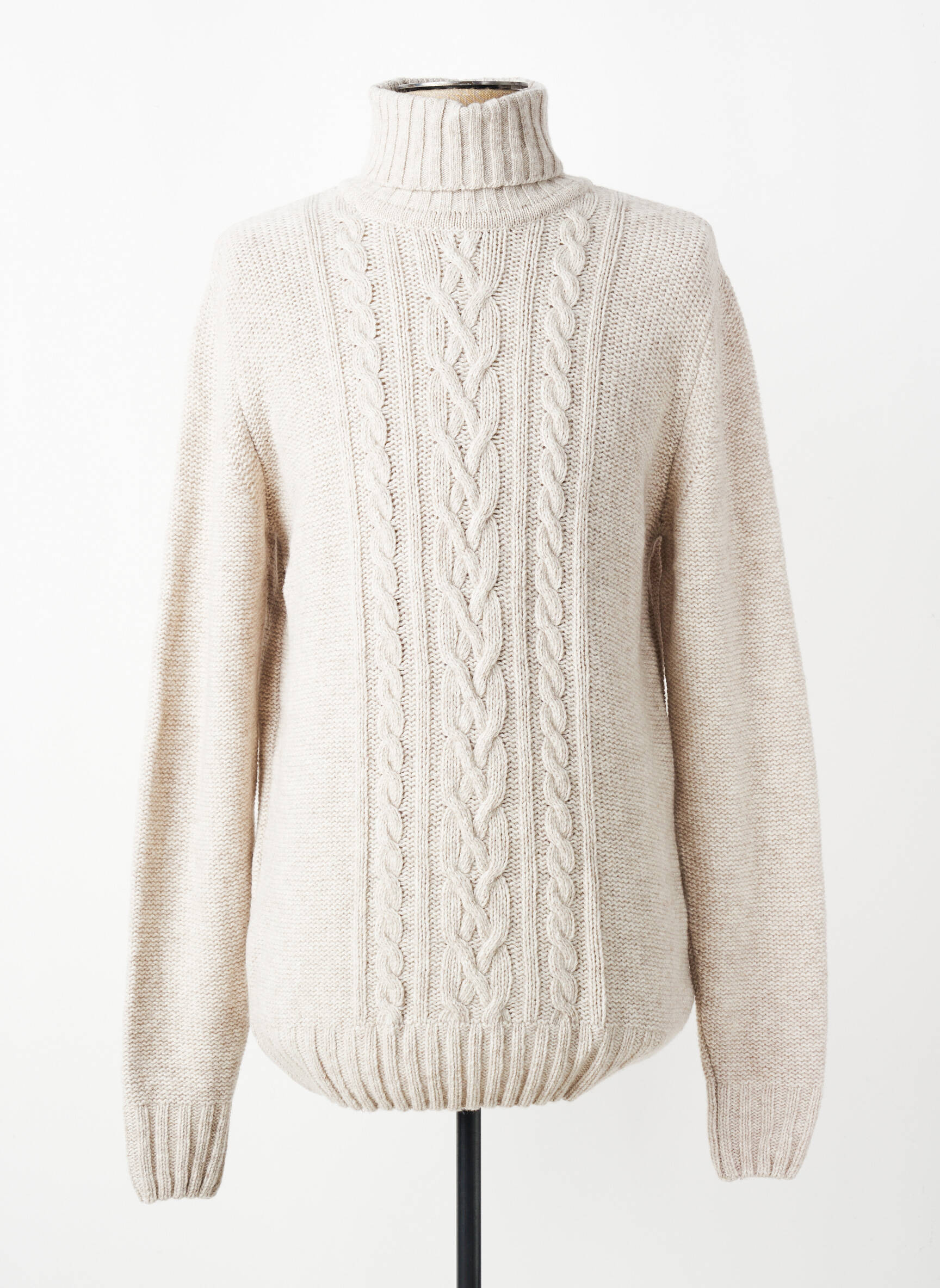 Pull col roulé coupe cintrée manches longues beige DAYTONA homme