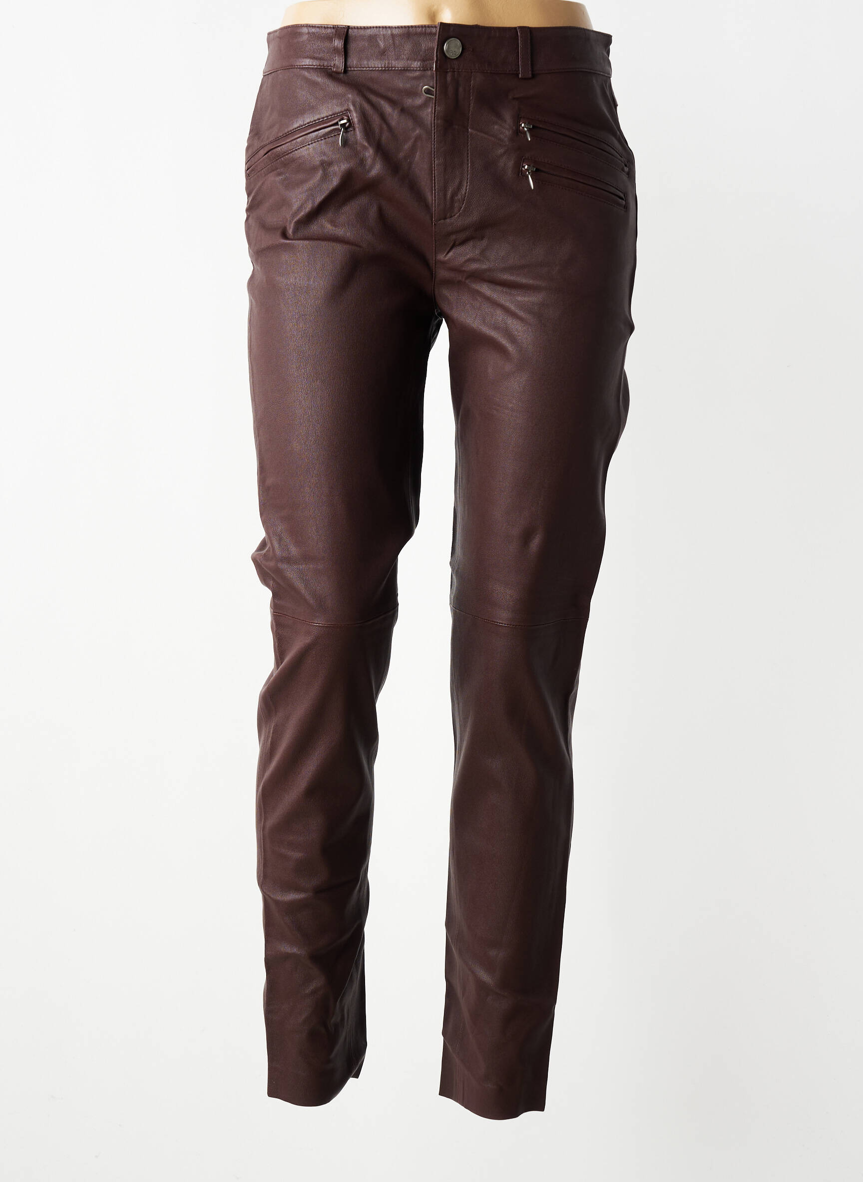 Pantalon slim taille normale taille normale marron ROSE GARDEN femme