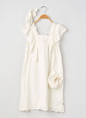 Robe mi-longue doublure manches courtes blanc NOPPIES fille