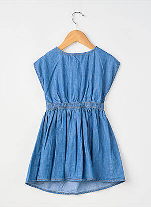 Robe courte tissage popeline manches courtes bleu MAYORAL fille