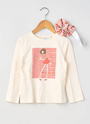 T-shirt coupe droite manches longues beige MAYORAL fille