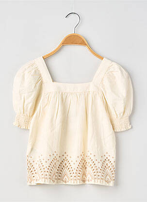 Top col carré manches courtes beige MAYORAL fille