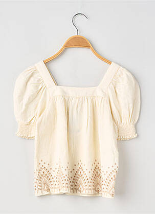 Top col carré manches courtes beige MAYORAL fille