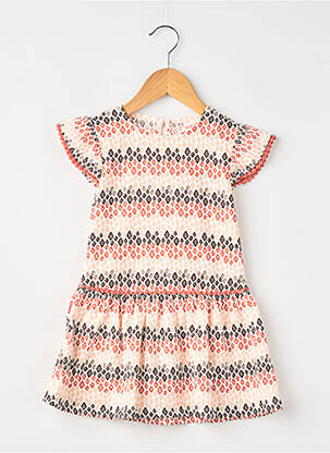 Robe courte tissage popeline manches courtes orange BOBOLI fille