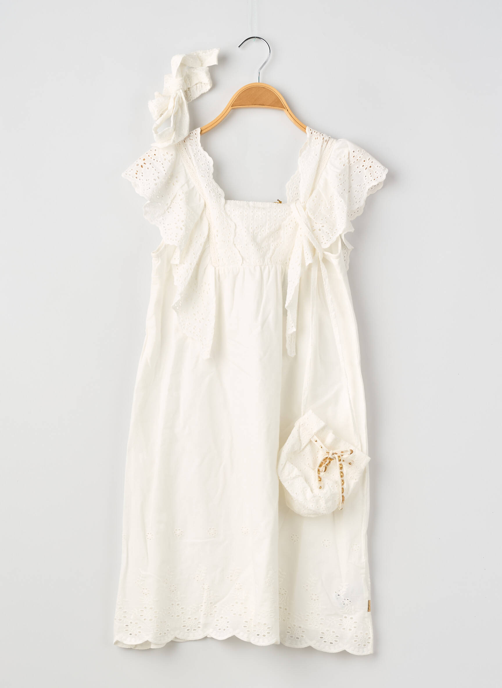 Robe mi-longue doublure manches courtes blanc NOPPIES fille