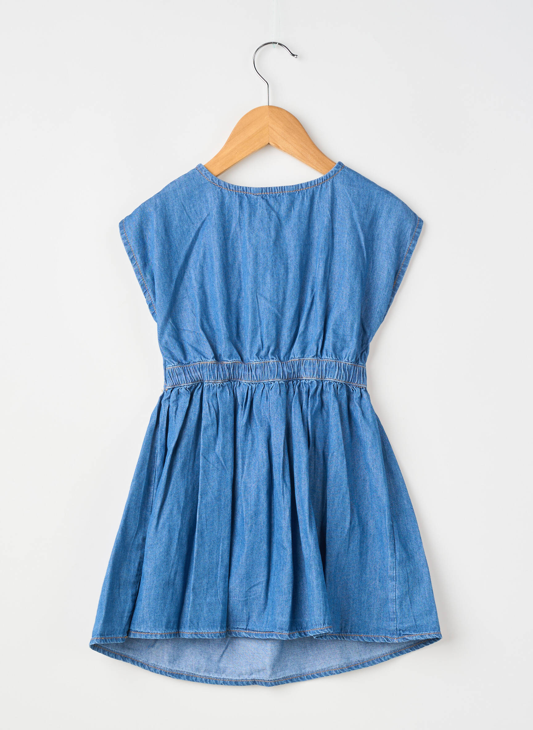 Robe courte tissage popeline manches courtes bleu MAYORAL fille
