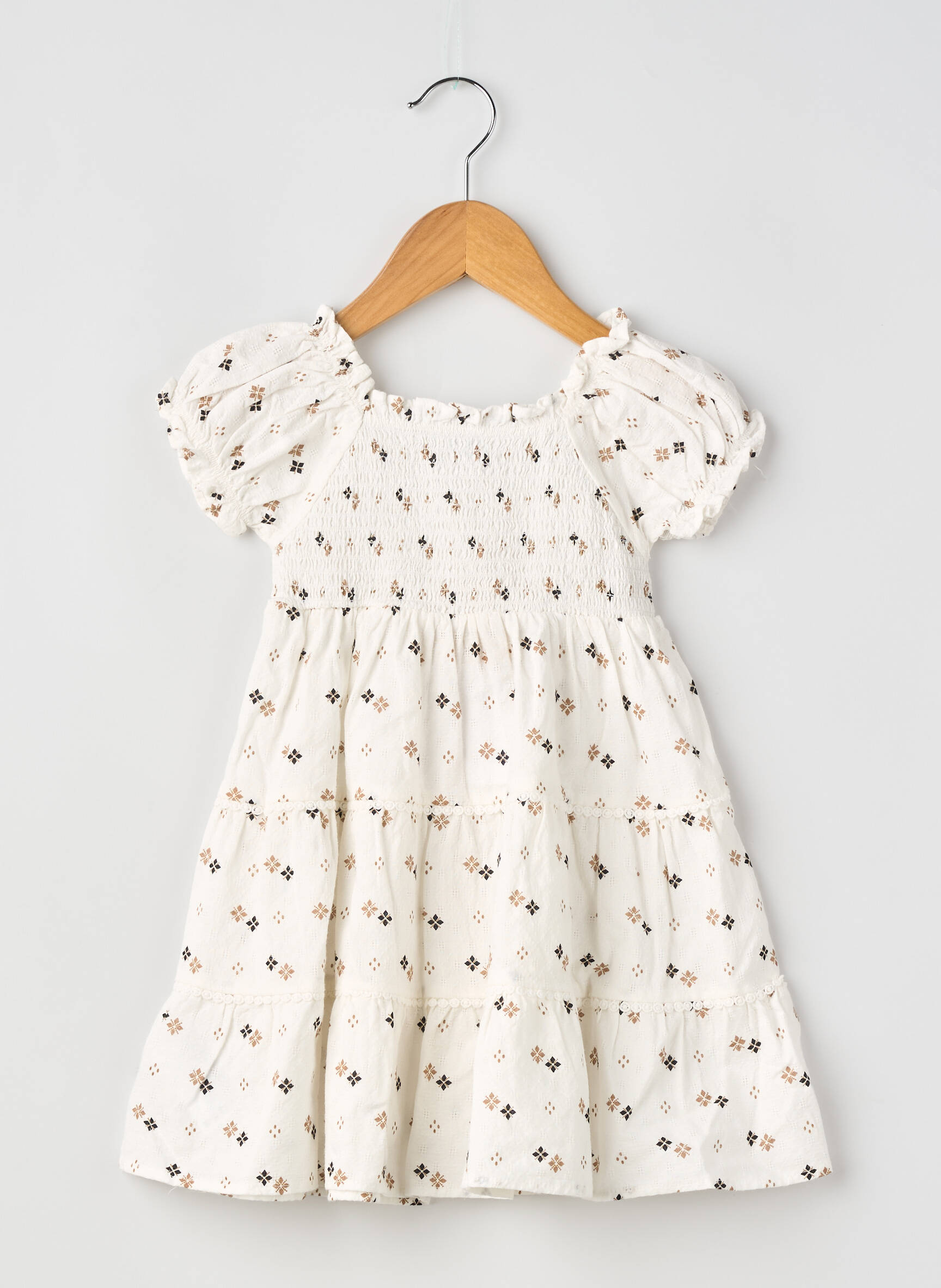 Robe courte imprimé fantaisie manches courtes blanc MAYORAL fille