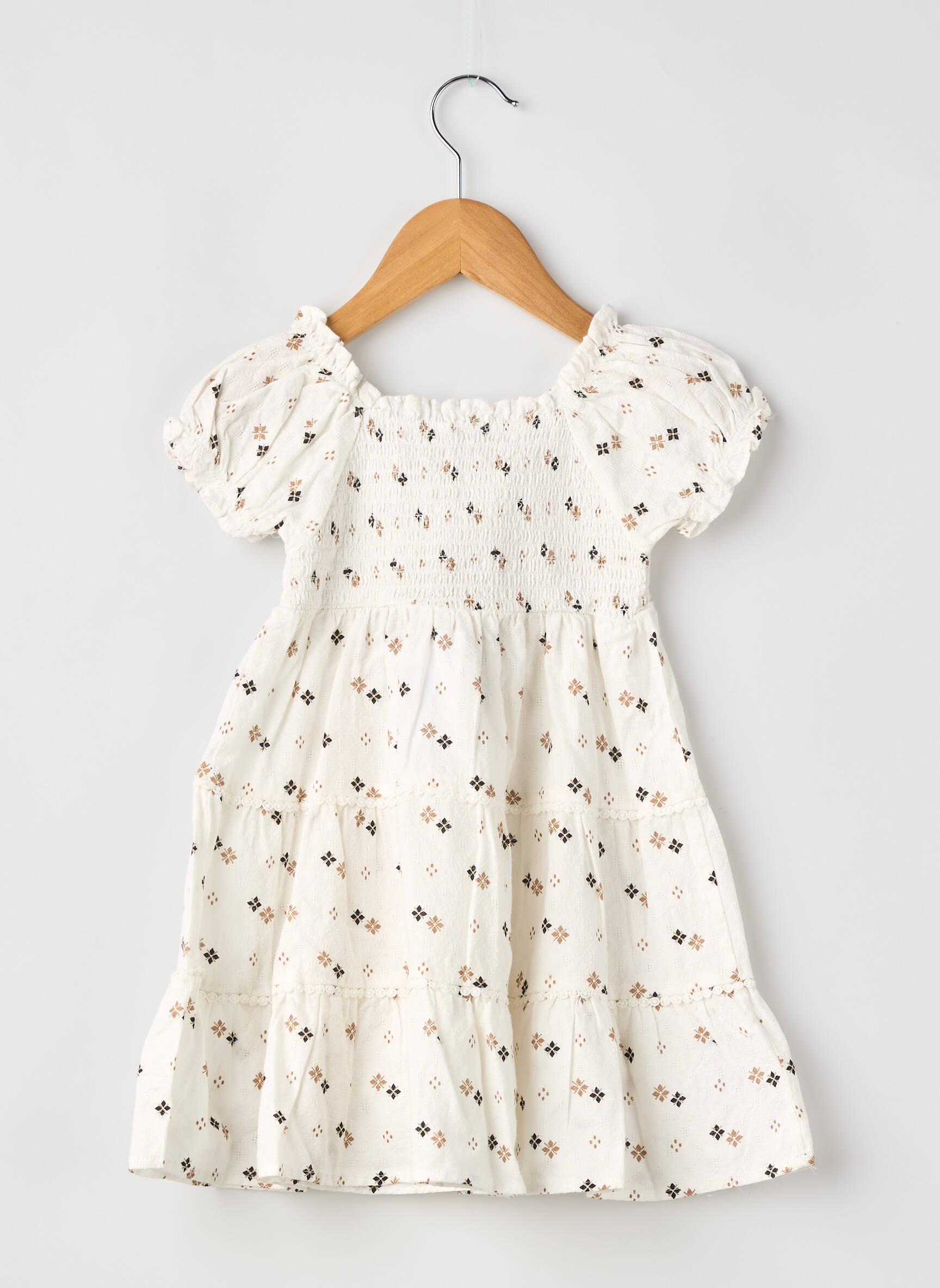 Robe courte imprimé fantaisie manches courtes blanc MAYORAL fille