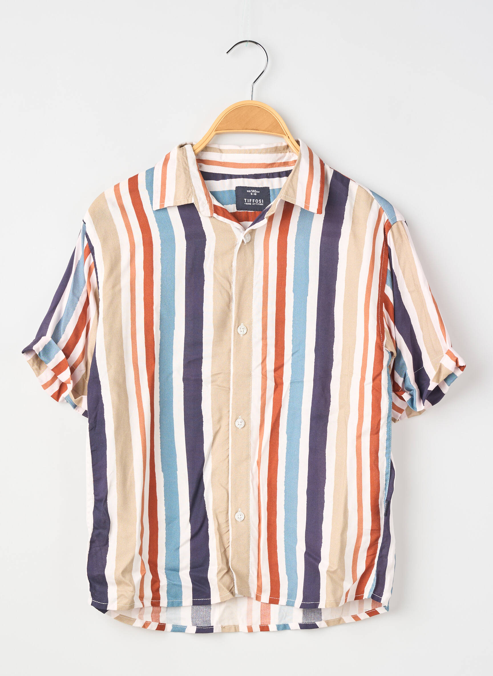Chemise manches courtes tissage popeline bleu TIFFOSI garçon