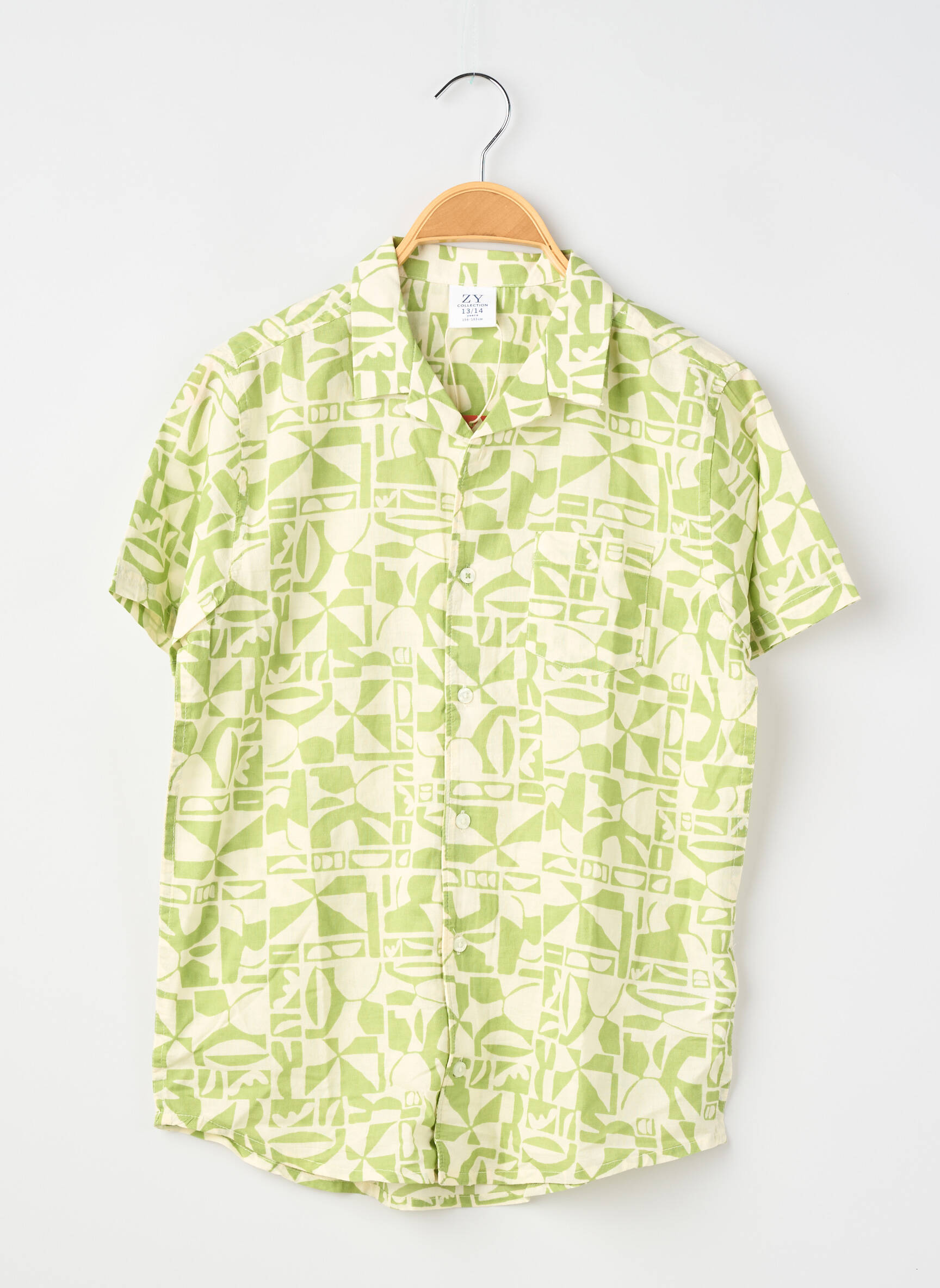 Chemise manches courtes imprimé fantaisie vert ZY garçon