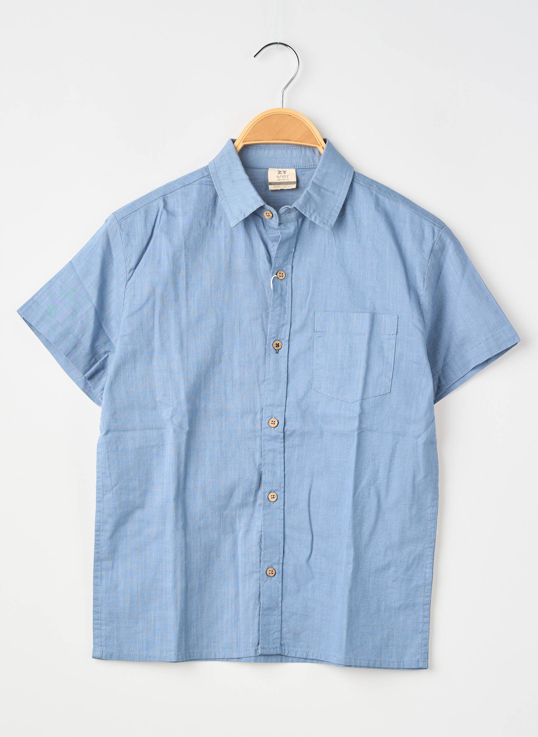 Chemise manches courtes coupe droite bleu ZY garçon