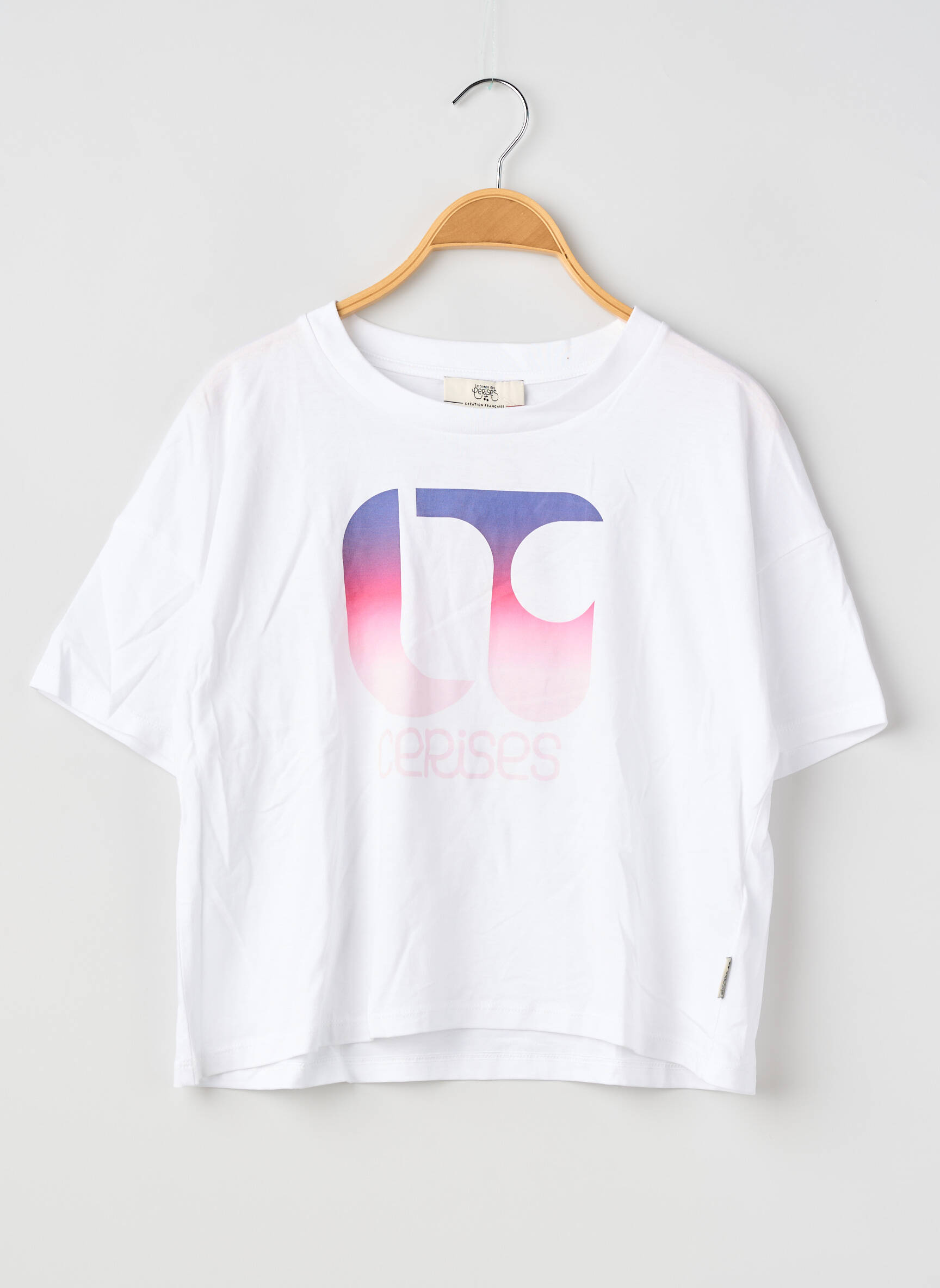 T-shirt sérigraphie floquée manches courtes blanc LE TEMPS DES CERISES garçon