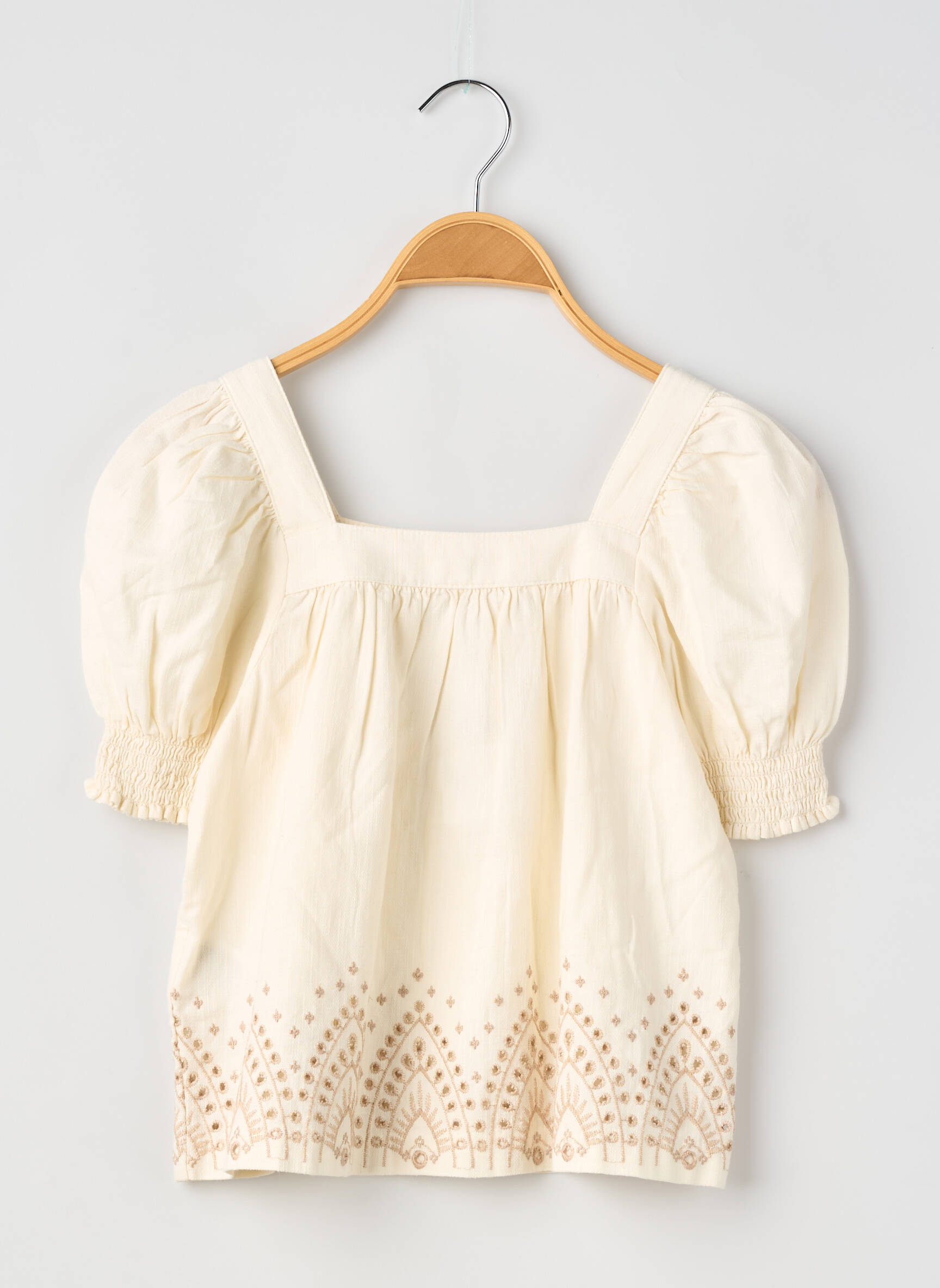 Top col carré manches courtes beige MAYORAL fille