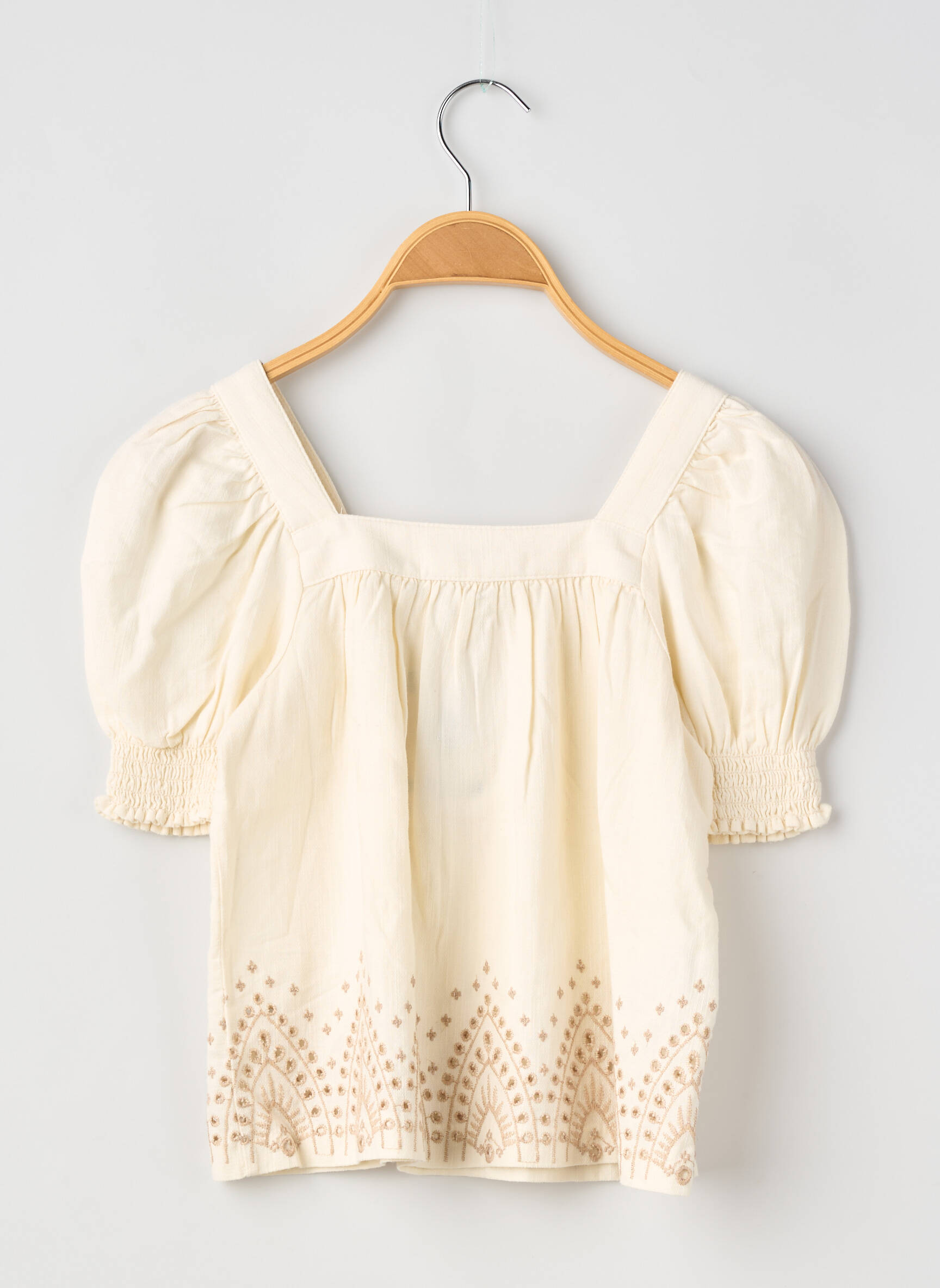 Top col carré manches courtes beige MAYORAL fille