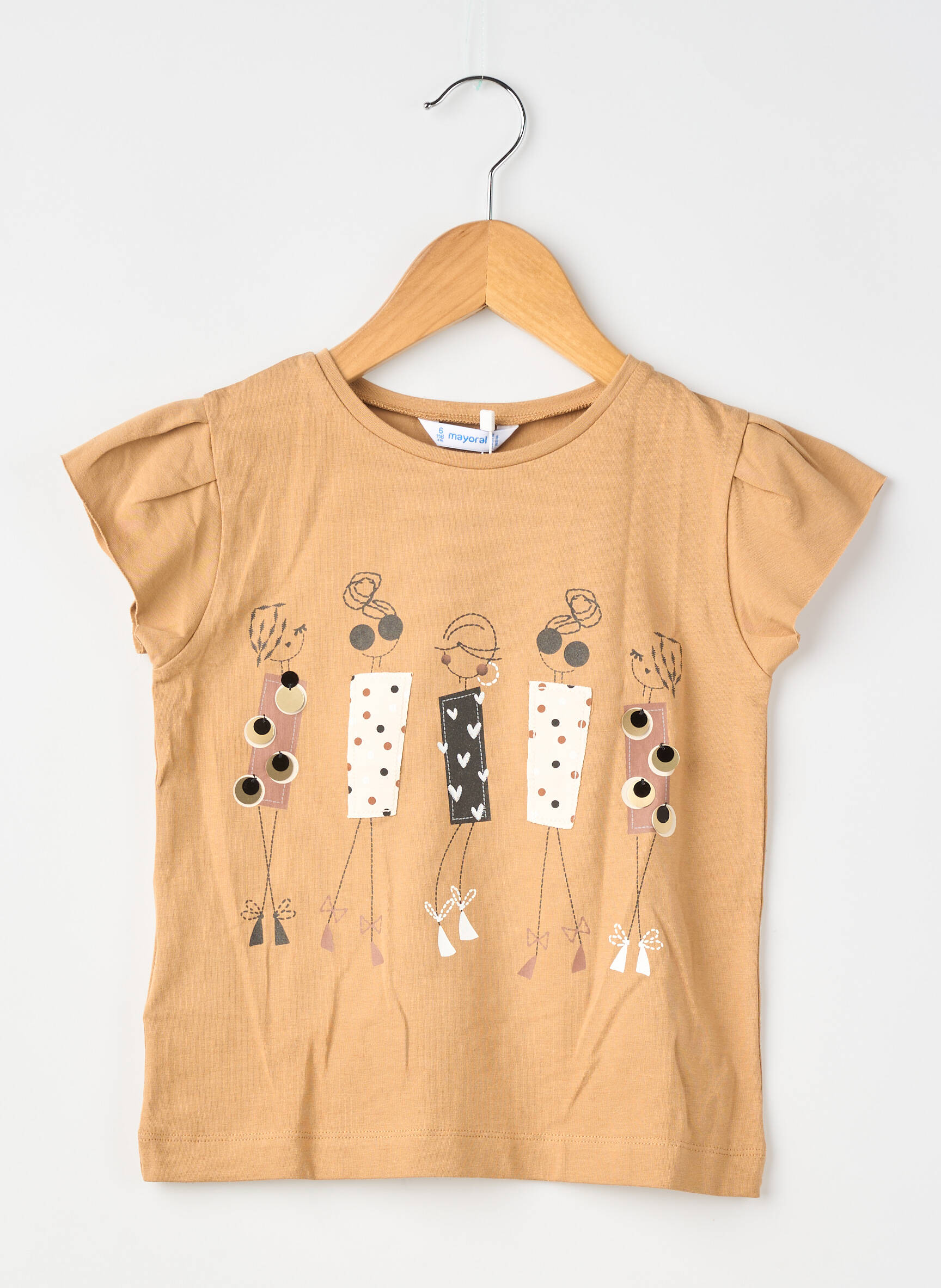 T-shirt stretch manches courtes marron MAYORAL fille