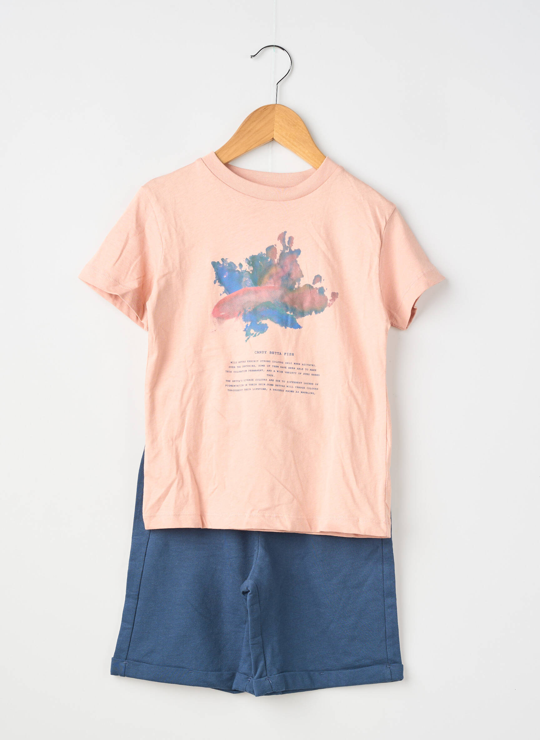 Ensemble short sérigraphie floquée orange ZY garçon