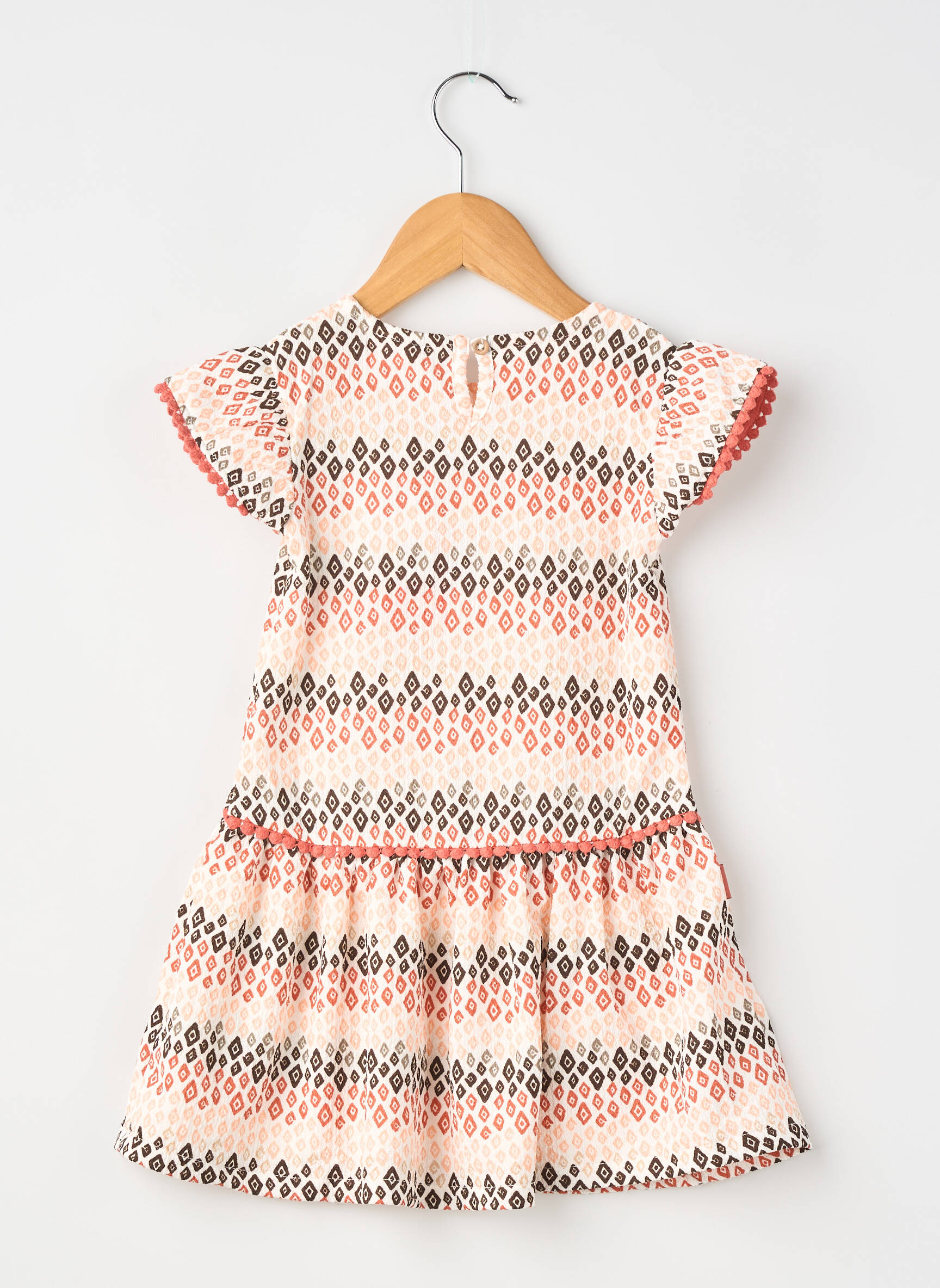 Robe courte tissage popeline manches courtes orange BOBOLI fille