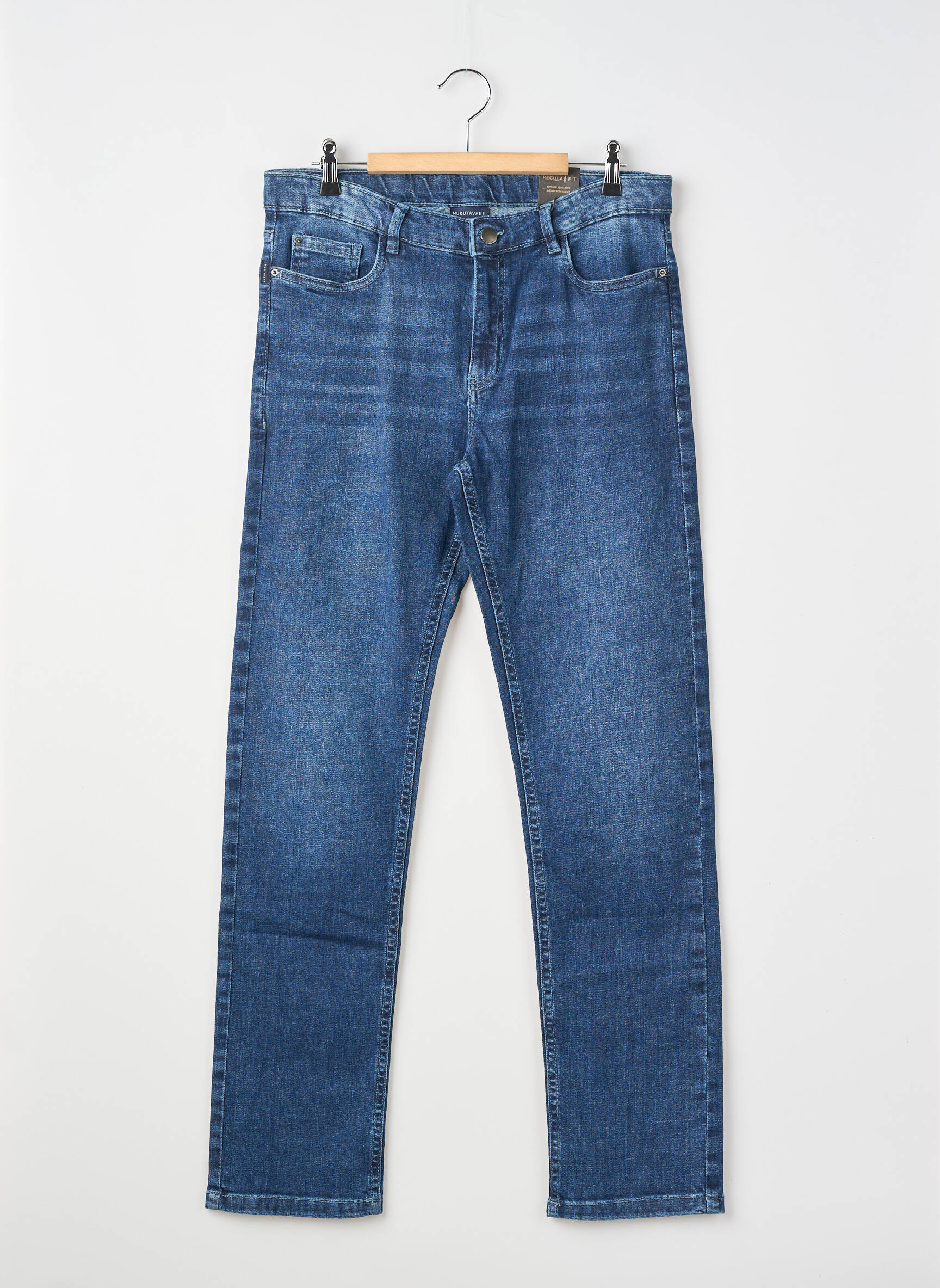 Jeans coupe slim stretch taille ajustable bleu fonce NUKUTAVAKE garçon