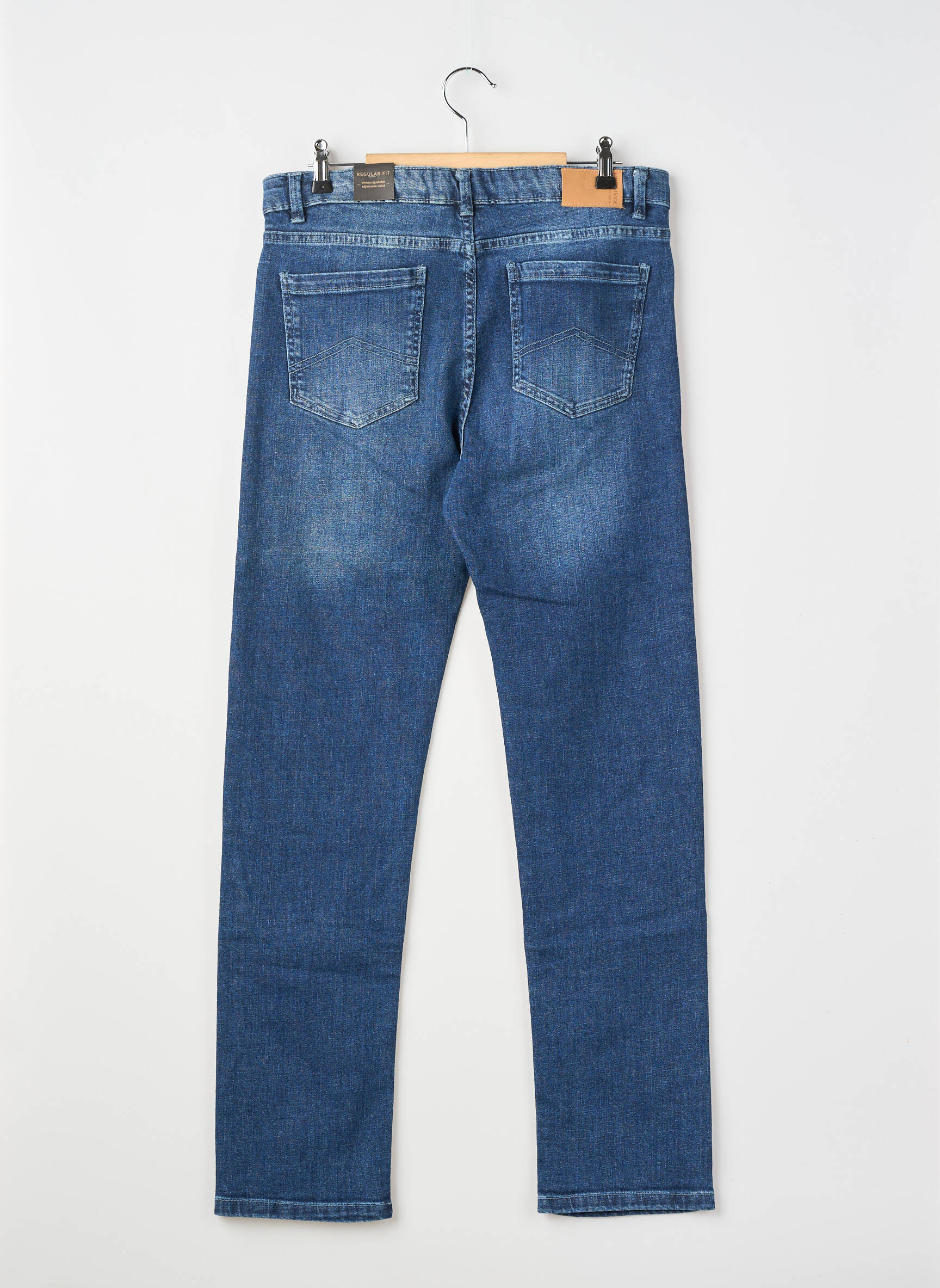 Jeans coupe slim stretch taille ajustable bleu fonce NUKUTAVAKE garçon
