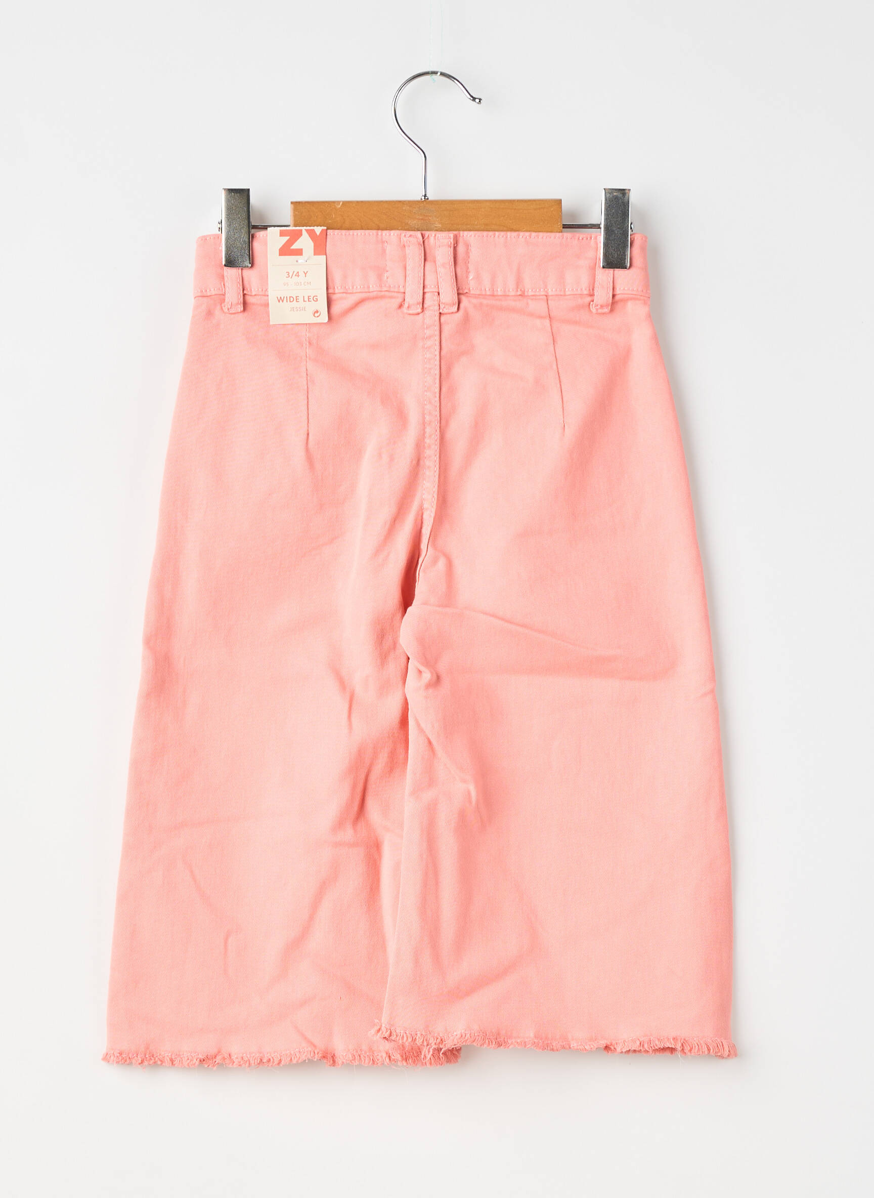 Jeans coupe large stretch taille ajustable rose ZY fille
