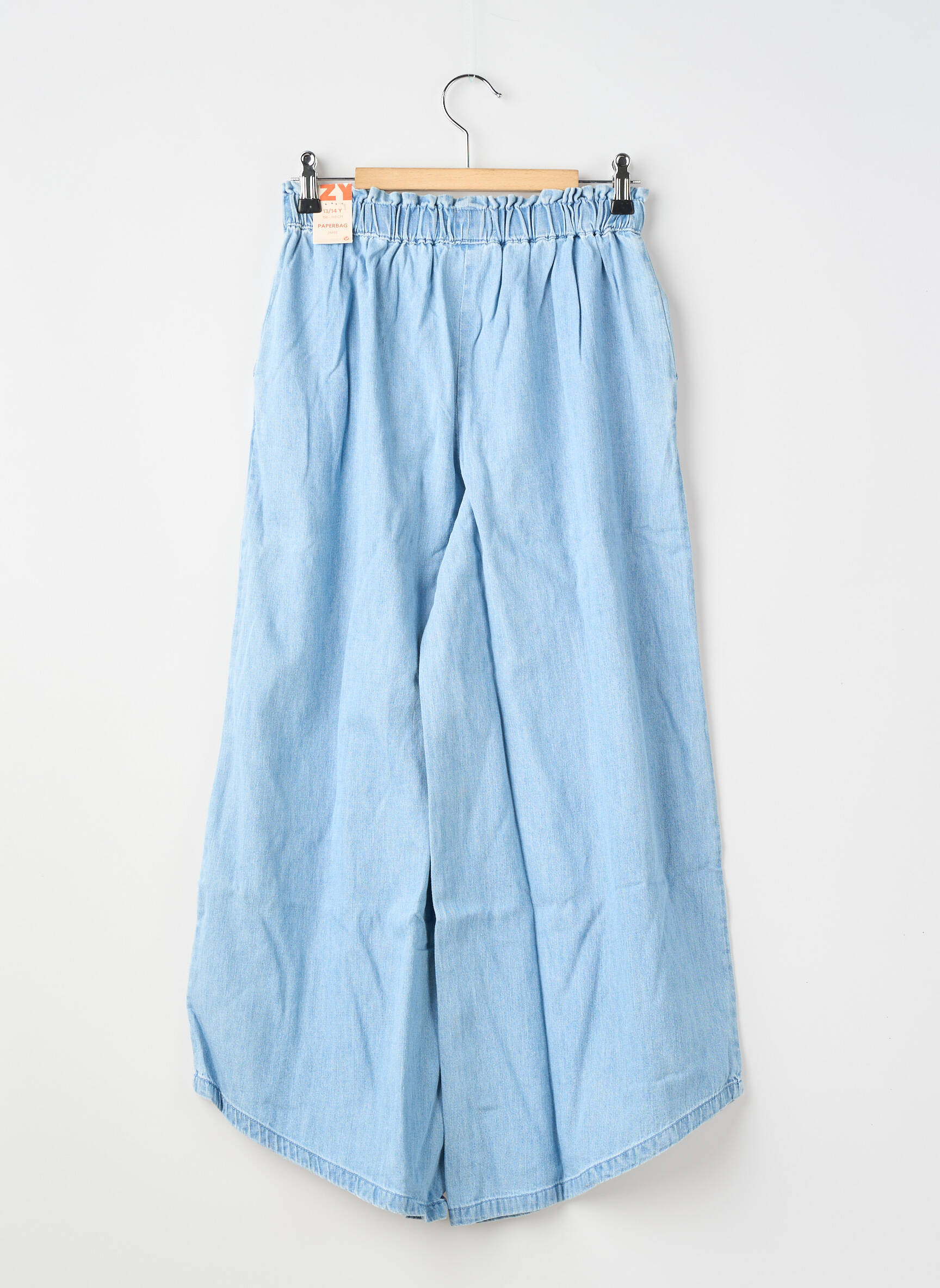 Jeans coupe large stretch taille ajustable bleu ZY fille