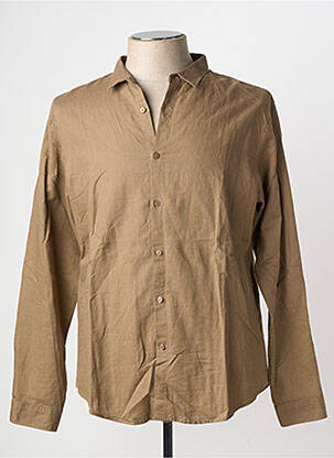 Chemise manches longues coupe droite marron YVES ENZO homme