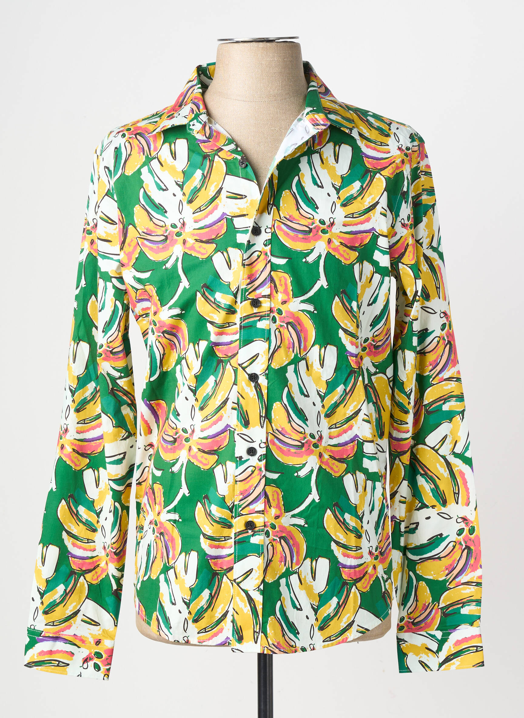 Chemise manches longues coupe cintrée vert YVES ENZO homme