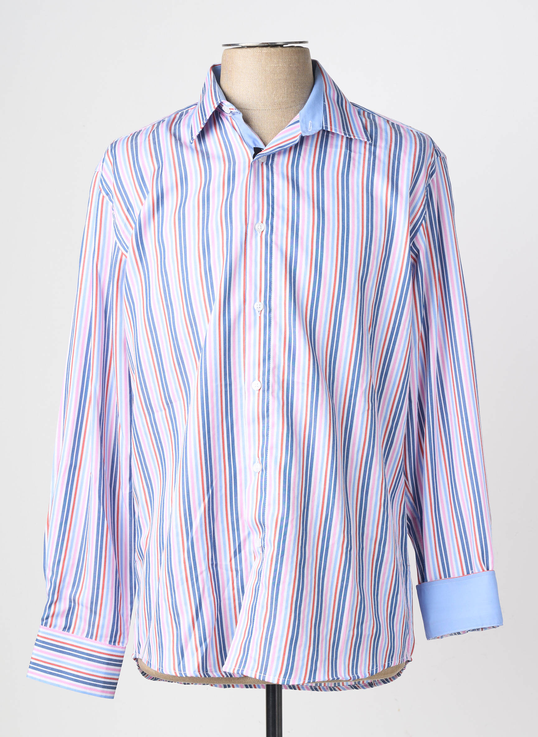 Chemise manches longues coupe droite bleu YVES ENZO homme
