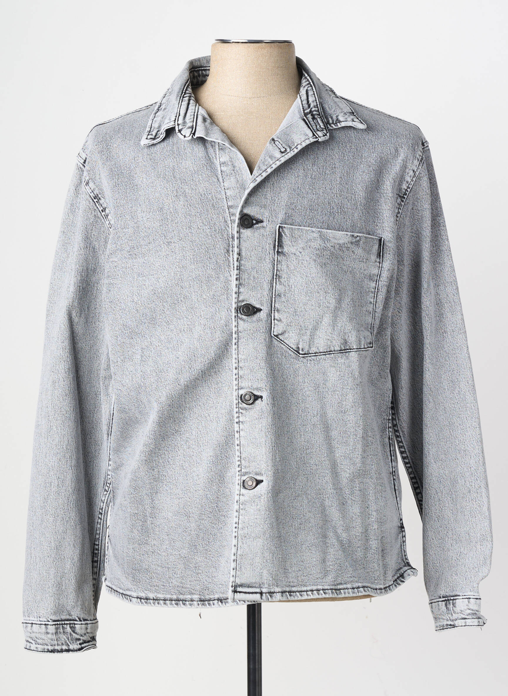 Veste casual fermeture boutonnée sur le devant gris I8 DENIM homme