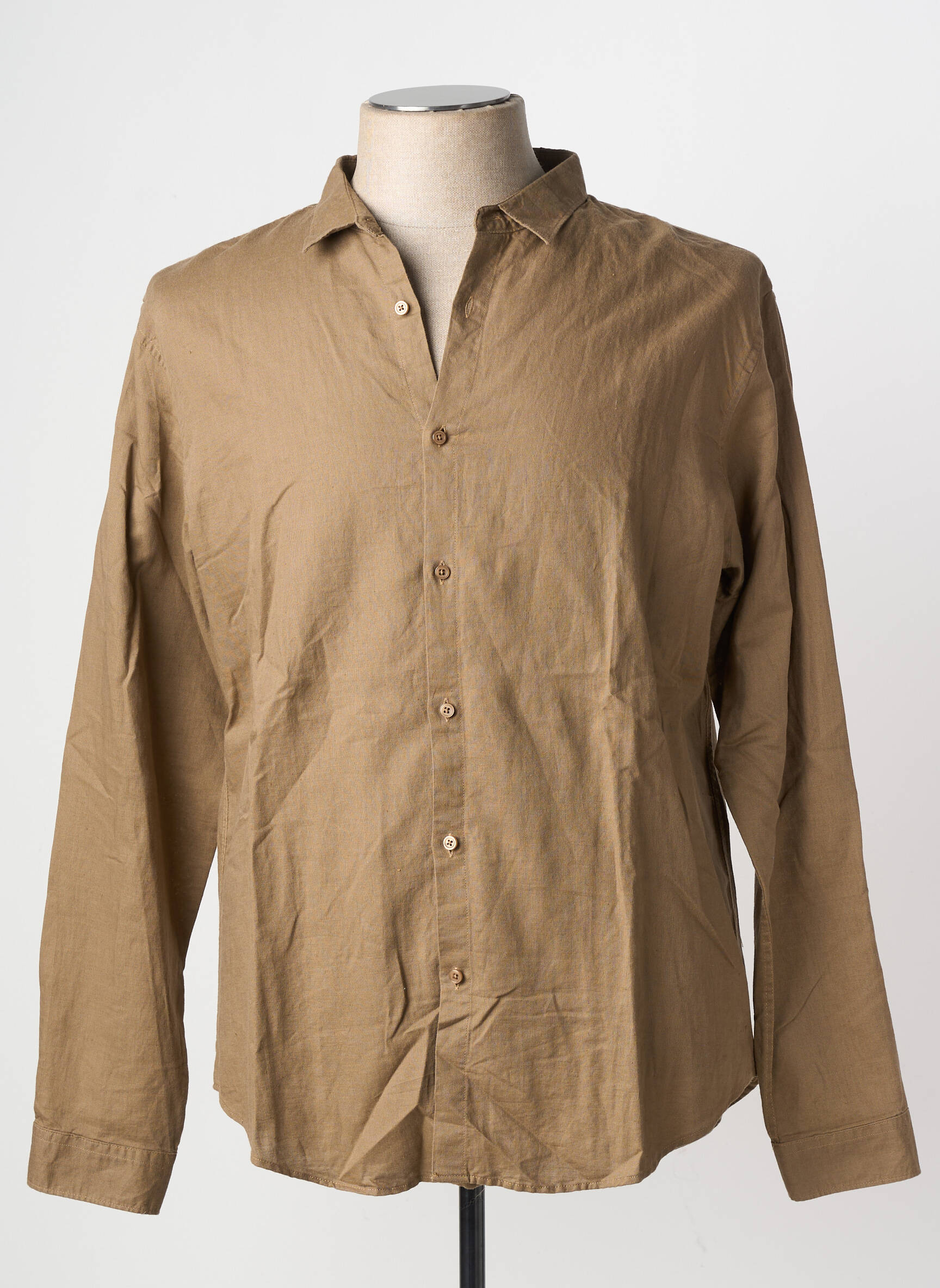 Chemise manches longues coupe droite marron YVES ENZO homme