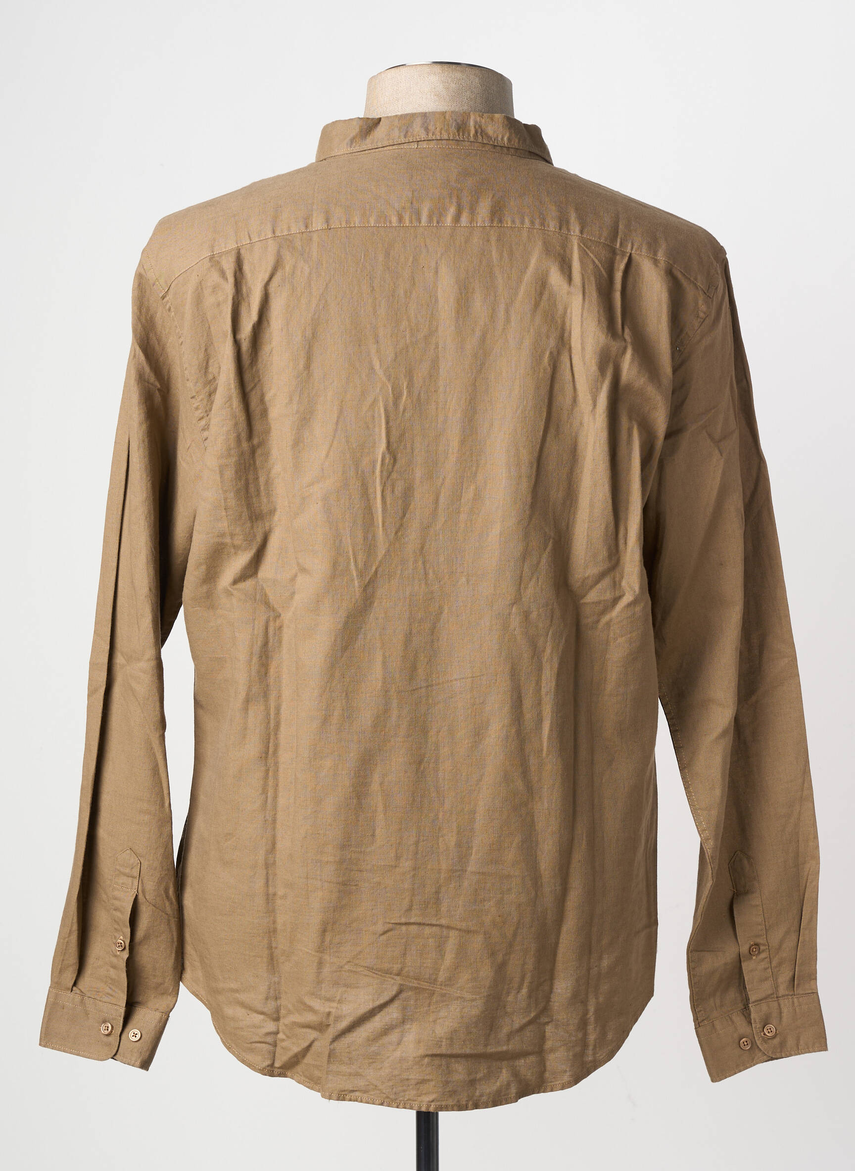 Chemise manches longues coupe droite marron YVES ENZO homme