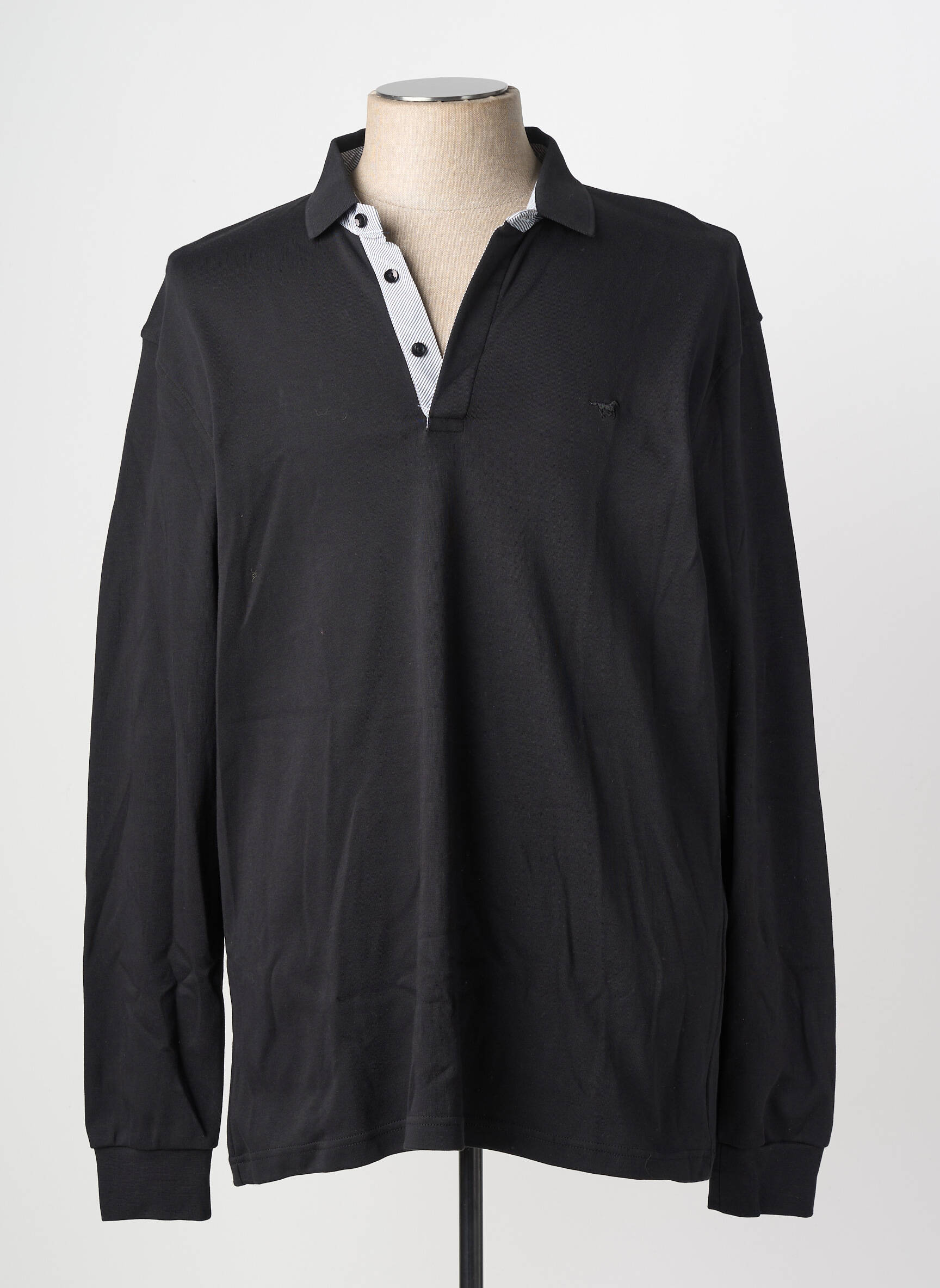 Polo manches longues manches longues noir STIL PARK homme