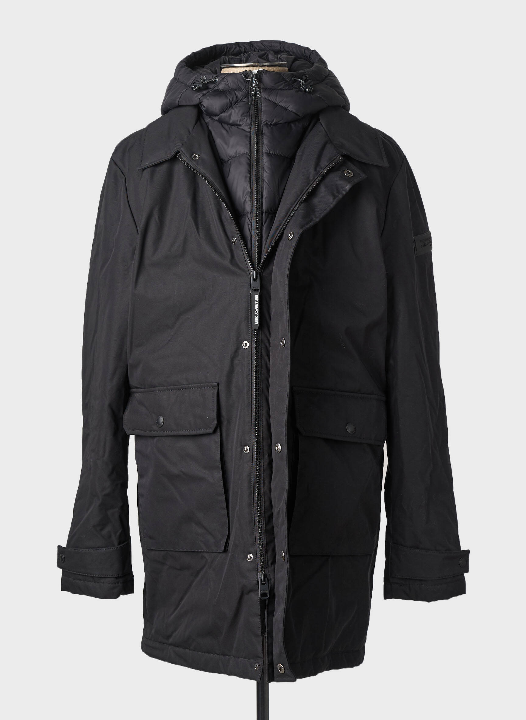 Doudoune manches longues a capuche noir STREET ONE homme