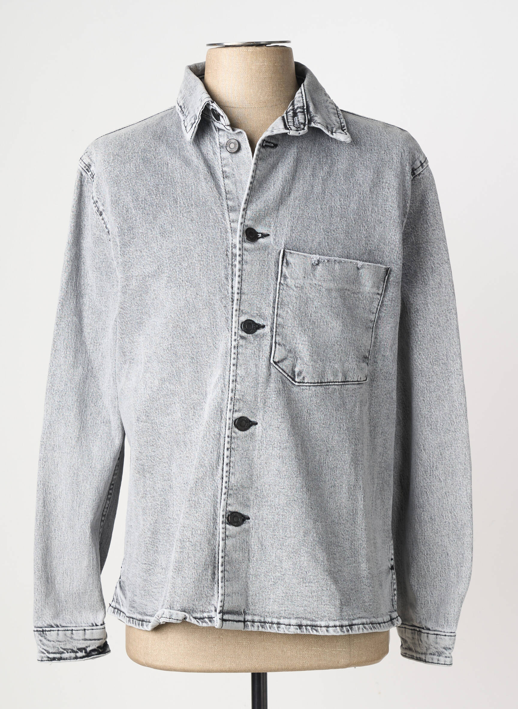 Chemise manches longues poches gris I8 DENIM homme