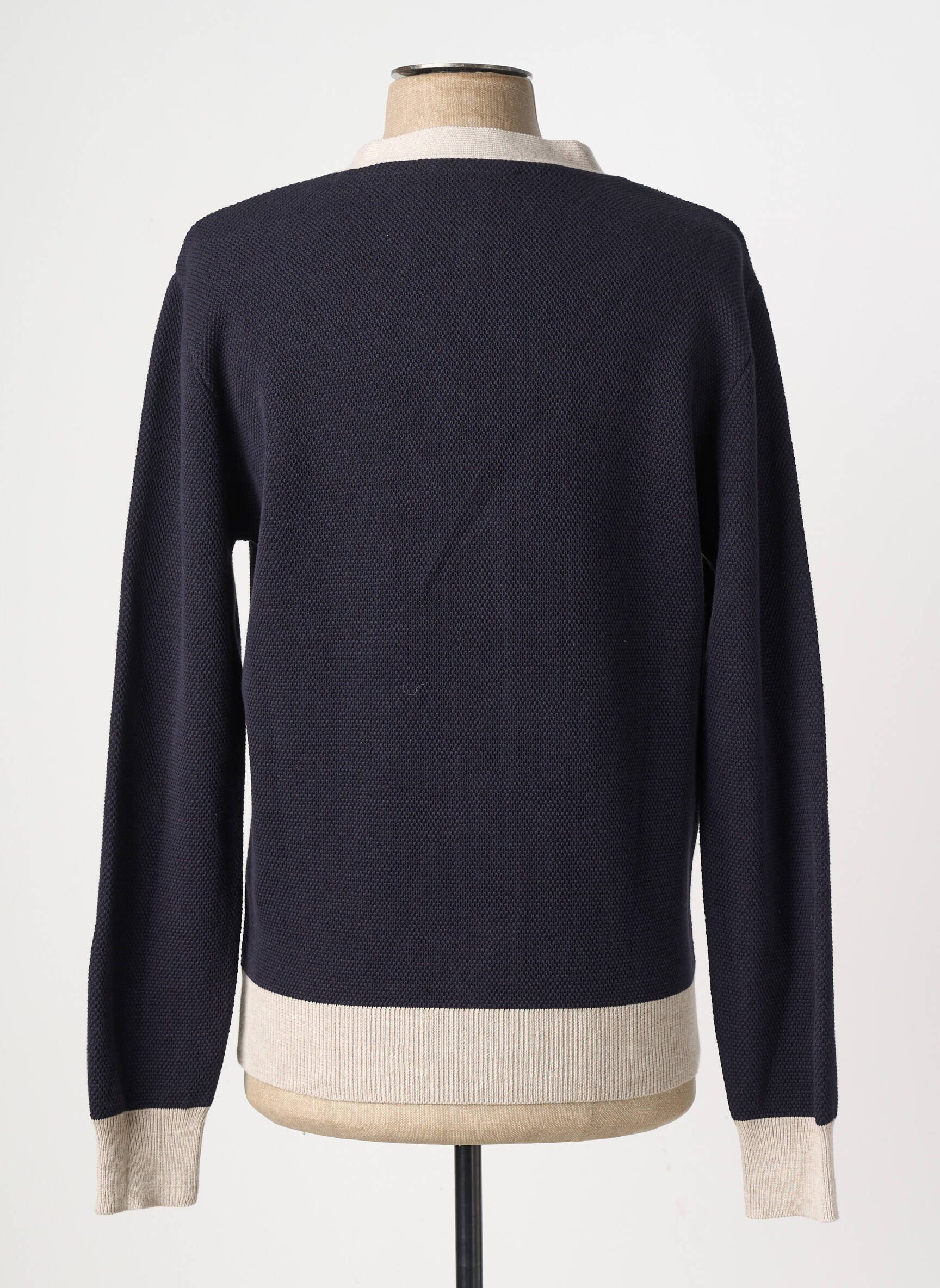 Gilet manches longues col v bleu ARMITA homme