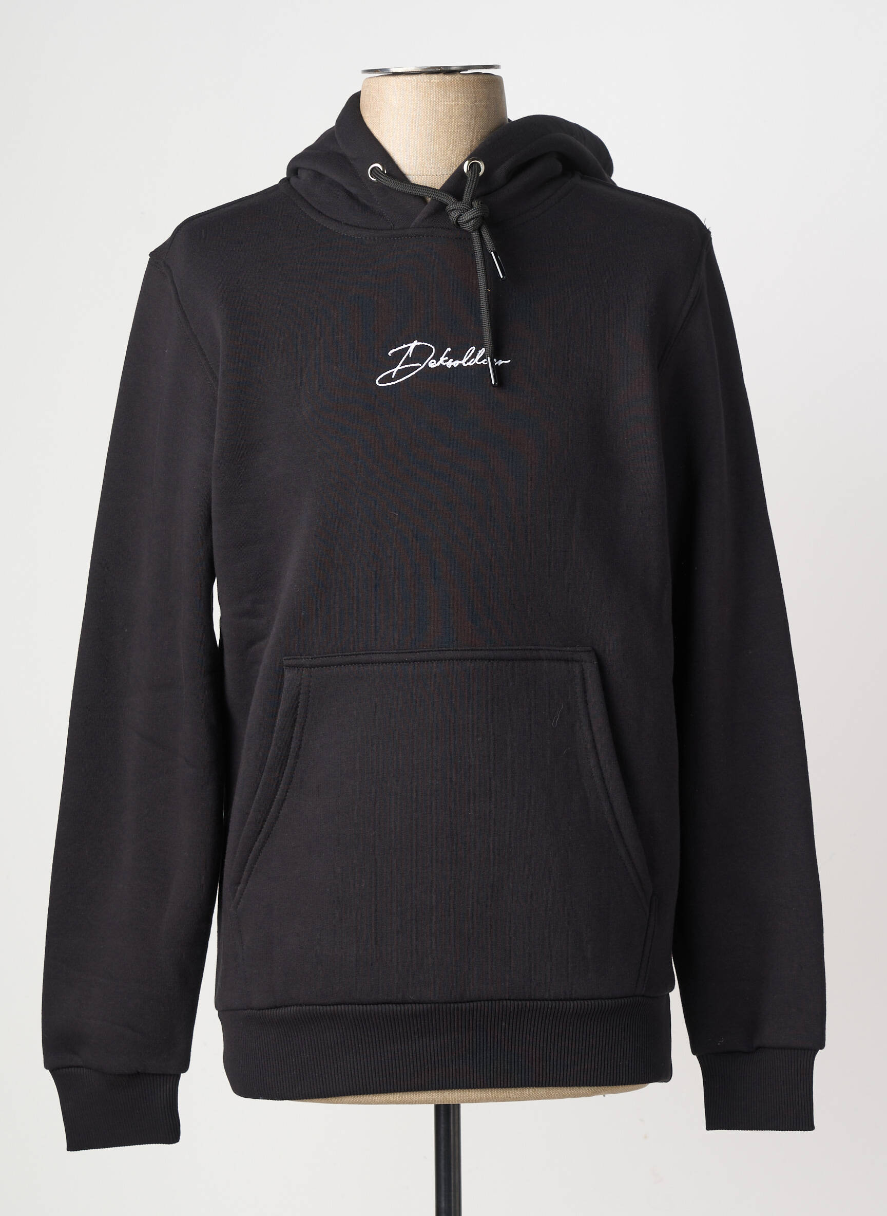 Sweat-shirt à capuche broderie manches longues noir DEKSOLDIER homme