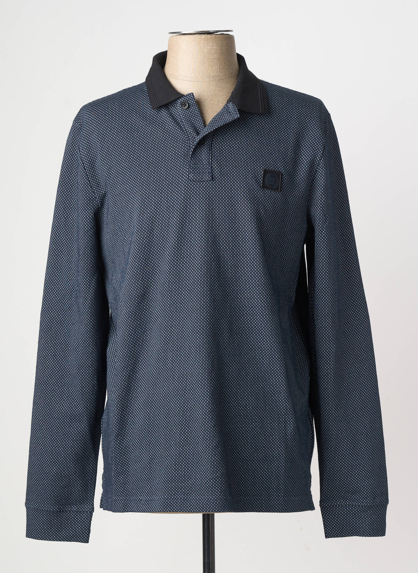 Polo tissage chiné manches longues bleu STREET ONE homme