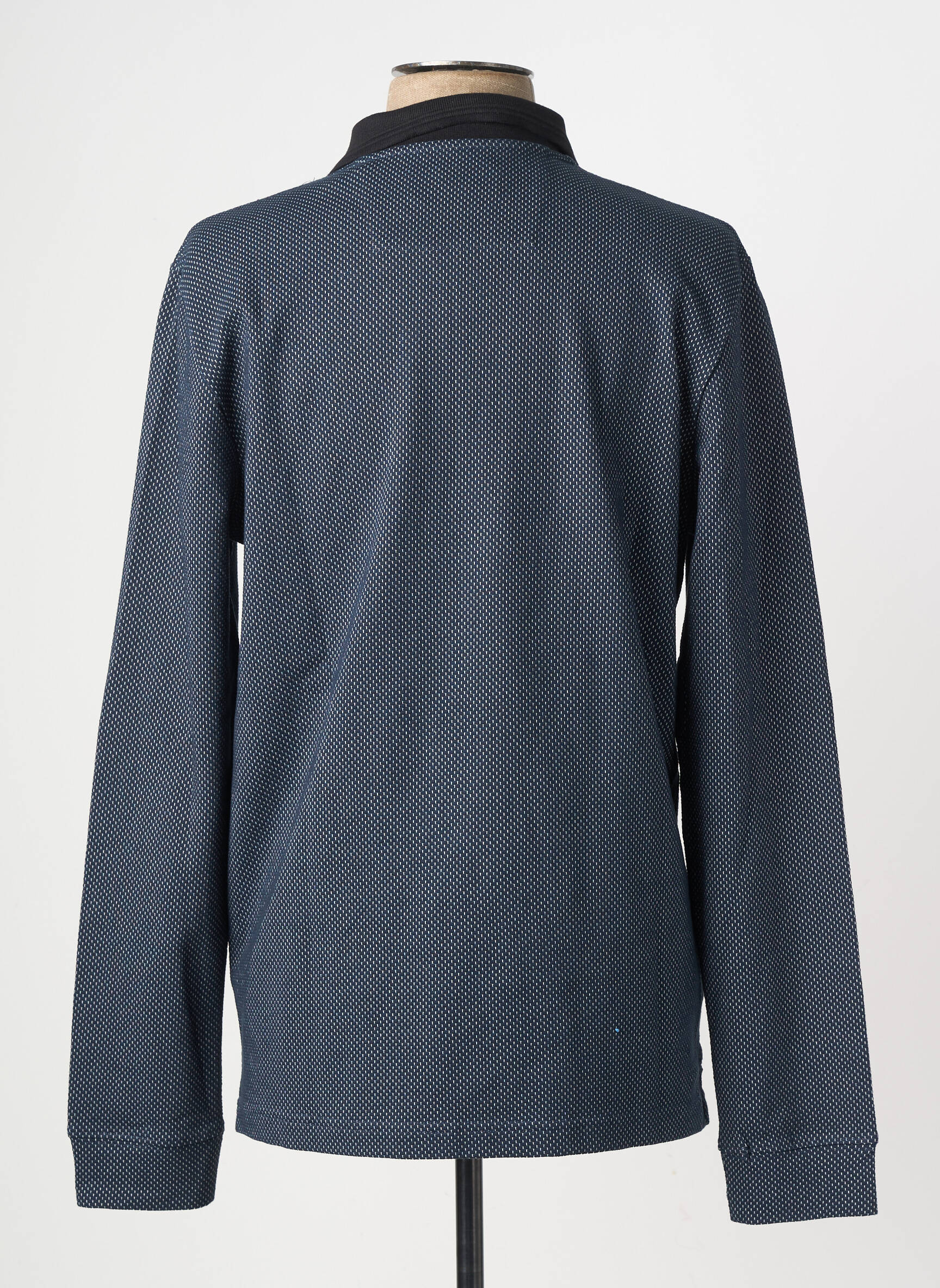 Polo tissage chiné manches longues bleu STREET ONE homme