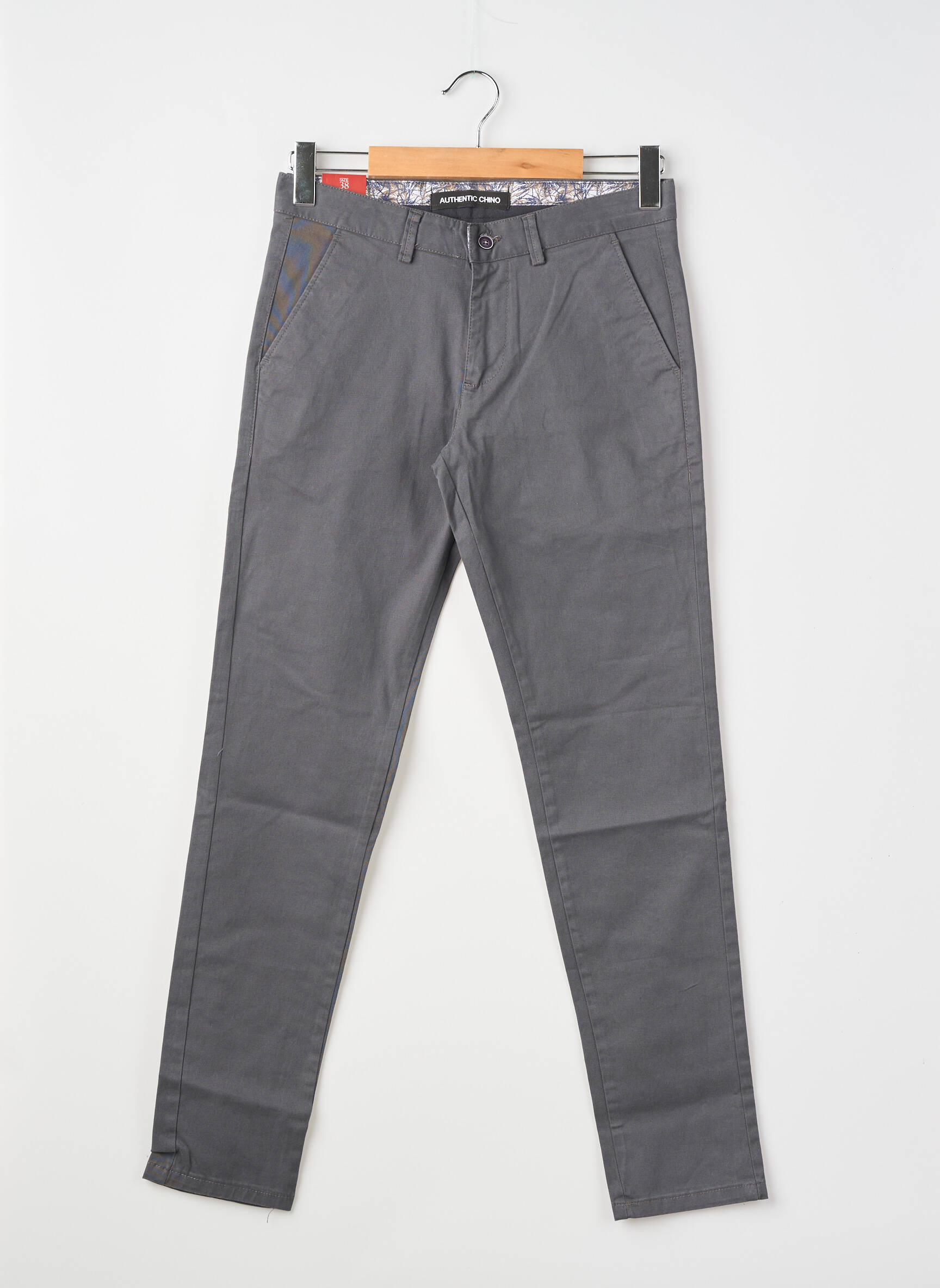 Pantalon chino tissage popeline taille normale gris YVES ENZO homme
