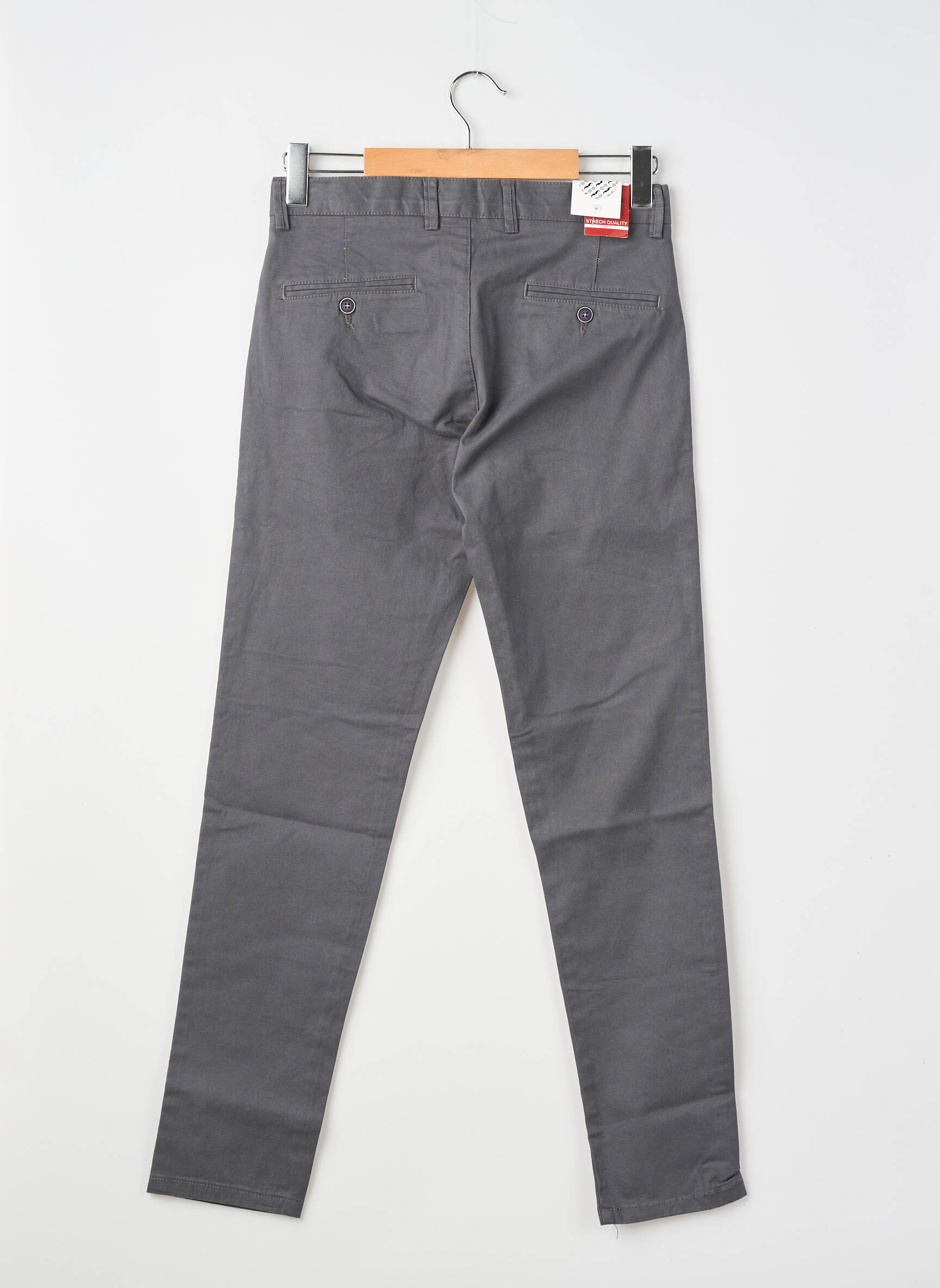 Pantalon chino tissage popeline taille normale gris YVES ENZO homme