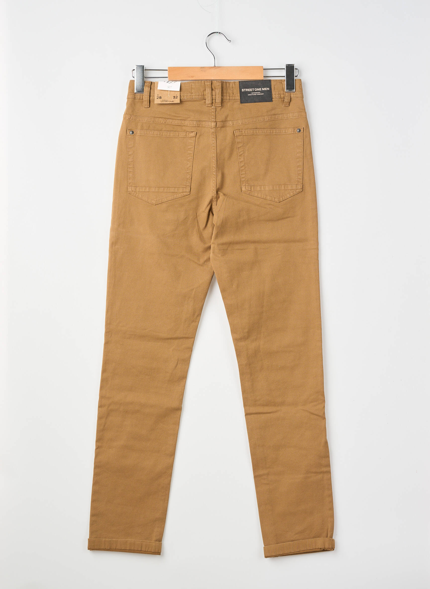 Pantalon slim fermeture zippée sous rabat boutonné taille normale marron STREET ONE homme