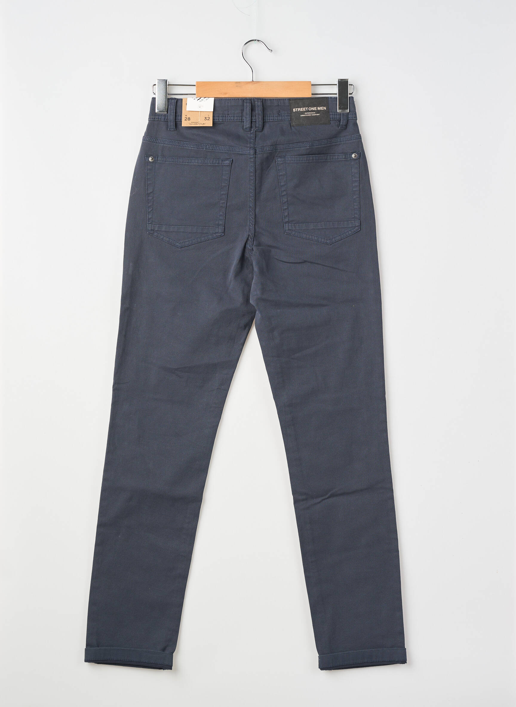 Pantalon slim fermeture zippée sous rabat boutonné taille normale bleu STREET ONE homme